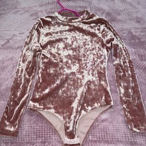 Pink velvet bodysuit